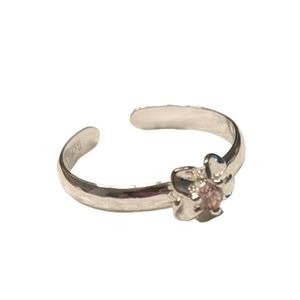 Sterling Silver.925 Hawaiian Style Toe Ring Plumeria Pink